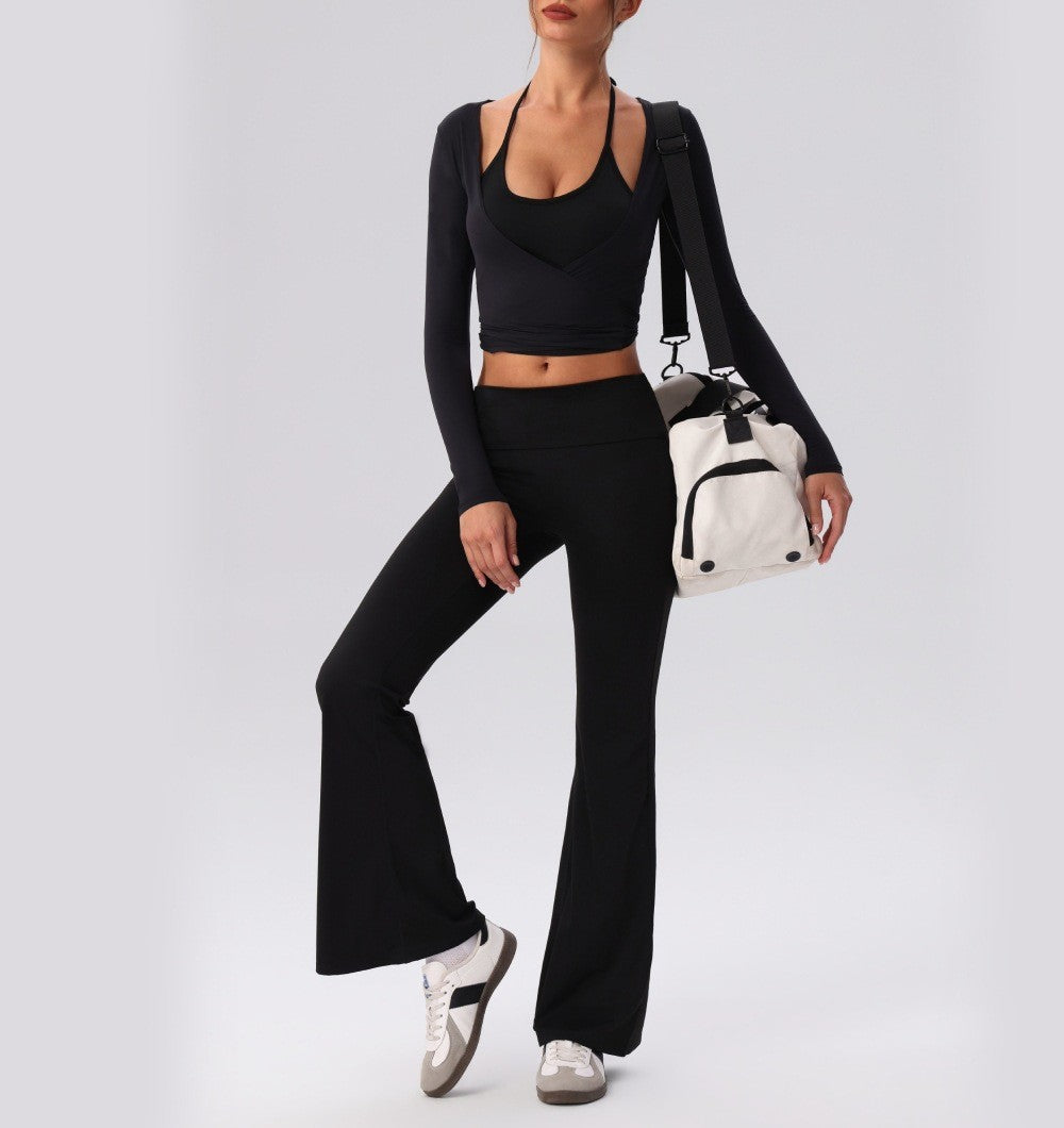 Long-Sleeve Tie V-Neck Ballet Wrap Top