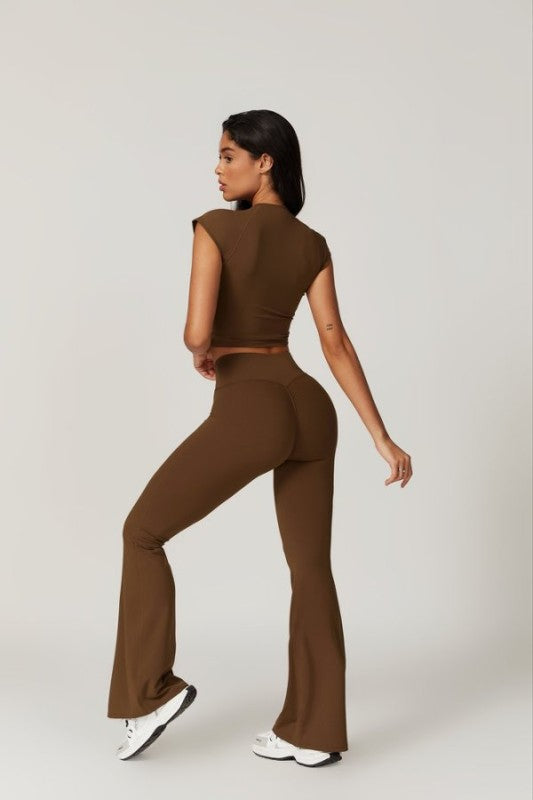 Short Sleeve Top and Flare Pants Set