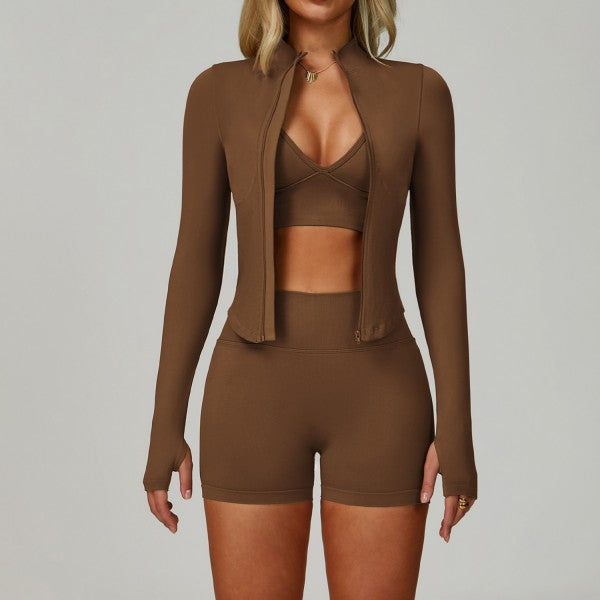 Sporty Bra, Shorts and Jacket 3pc Set