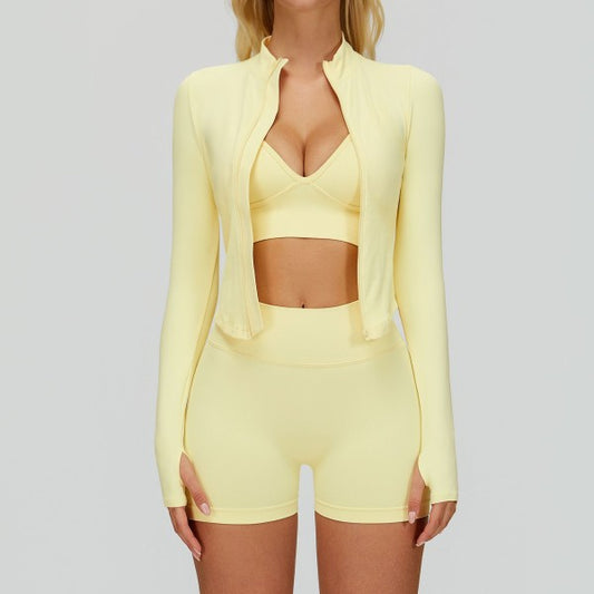 Sporty Bra, Shorts and Jacket 3pc Set