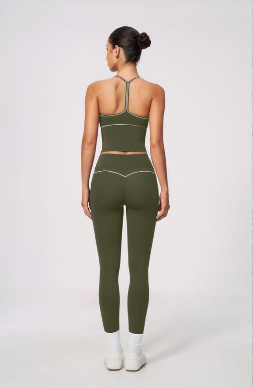V-Neck Sporty Bra & High Waist Leggings Set