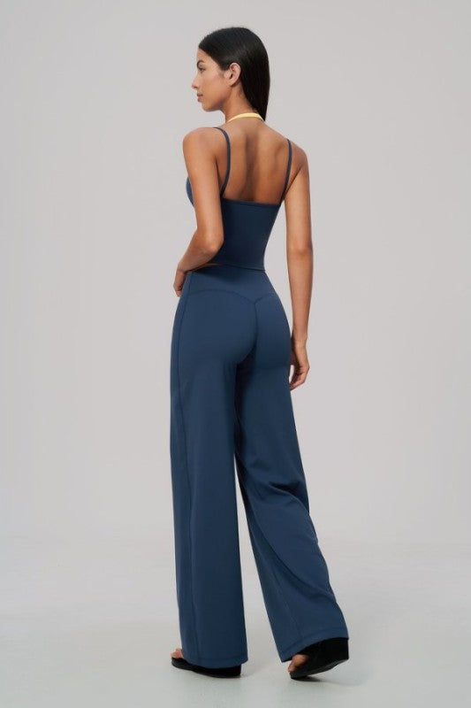 Two Tone Cropped Tank & Wide Leg Pants Set