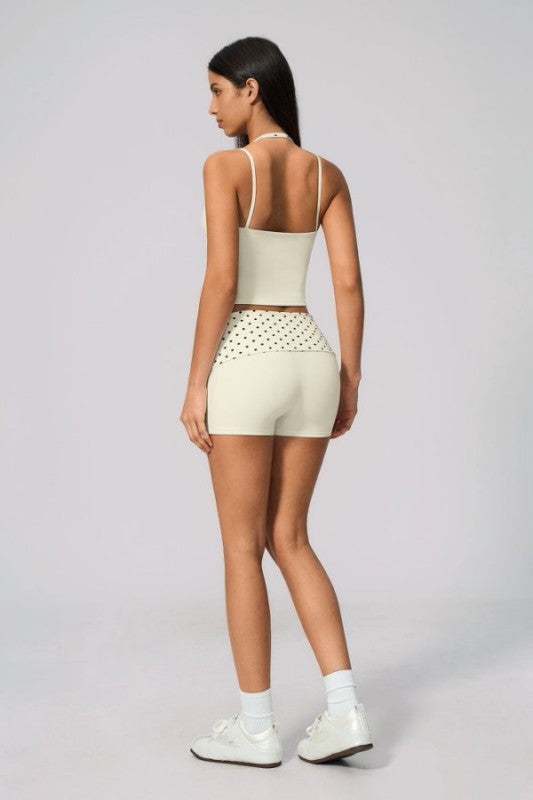 Sporty Halter Crop Top & High Waist Shorts Set