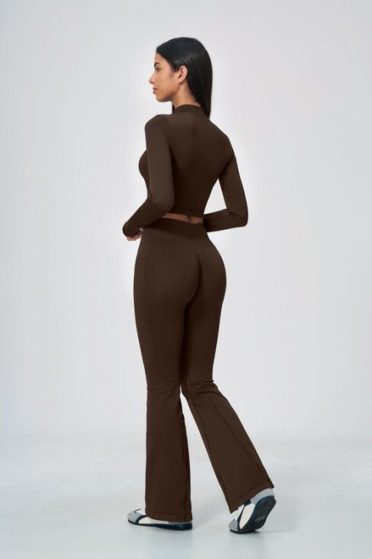 Cropped Zip Up Jacket & Flared Leggings Set