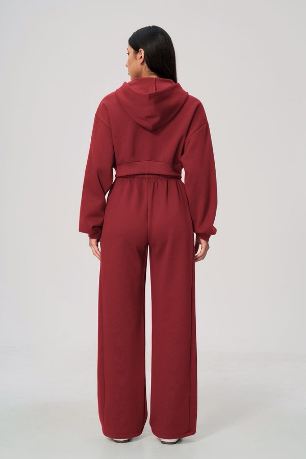 Cropped Zip Up Hoodie & Wide Leg Sweatpants Set