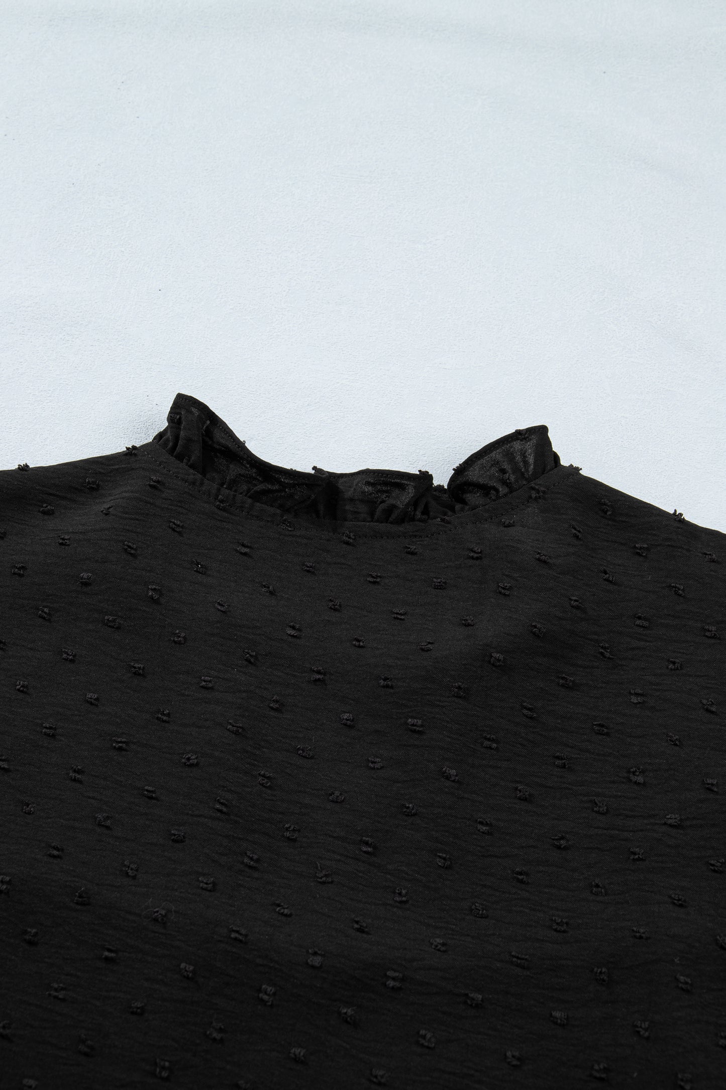 Black Plus Size Swiss Dot Ruffle Lace Trim V Neck Tank Top