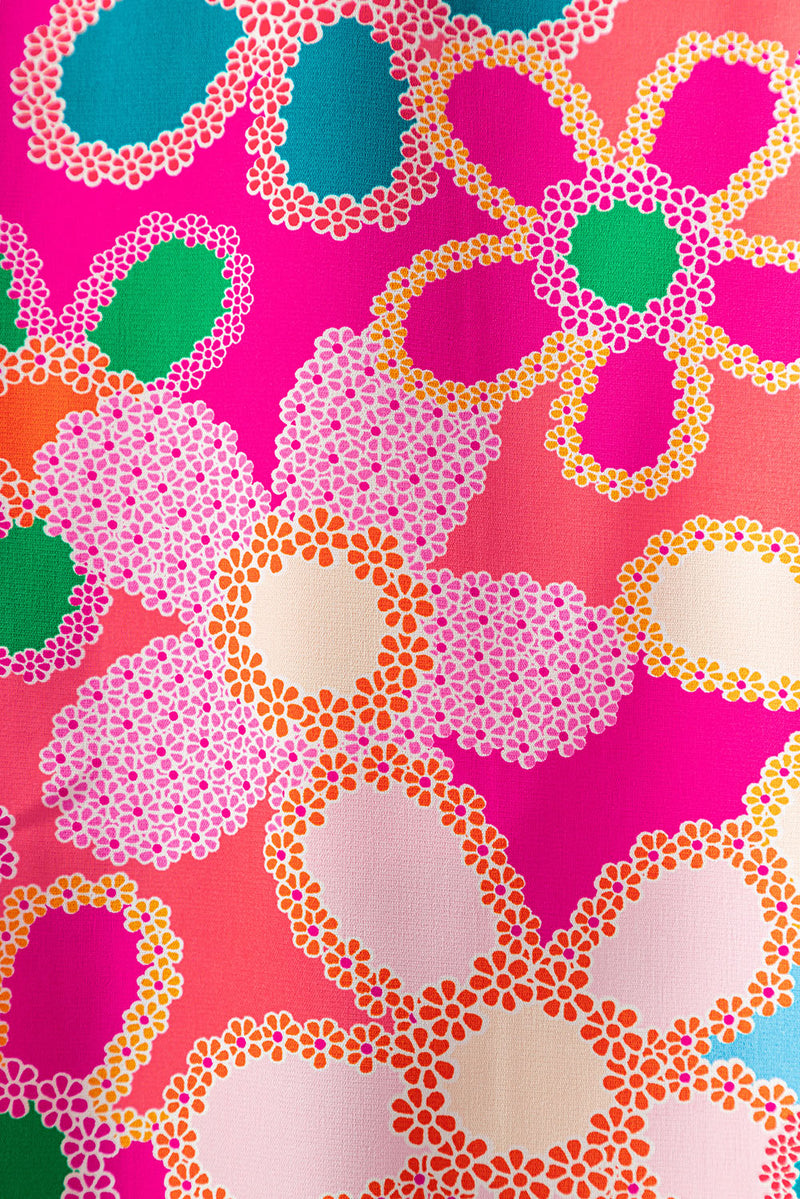 Pink Floral Print Spaghetti STraps Flowy Midi Dress