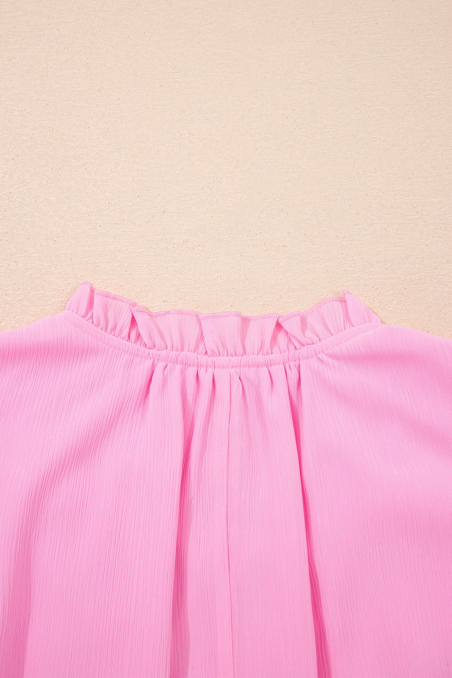 Bonbon Plus Size Textured Tassel Tie V Neck Ruffle Short Sleeve Blouse