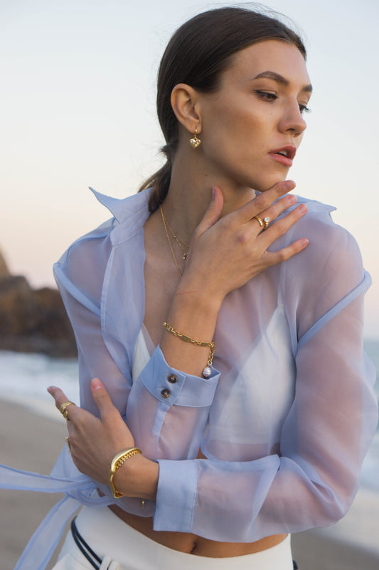 Moonlit Sheer Organza Wrap Top