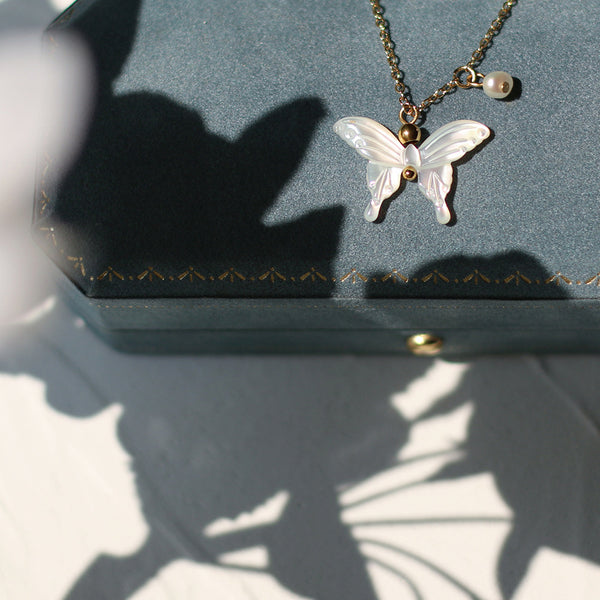 White Shell Butterfly Necklace