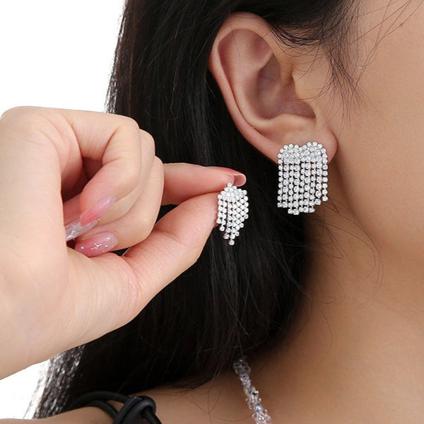 Zircon Tassel Earrings