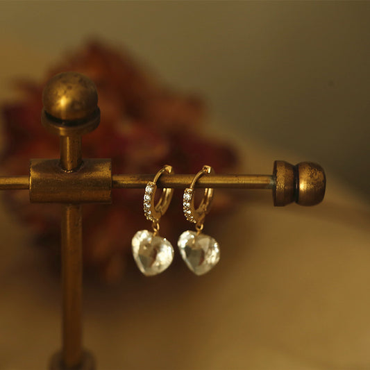 Crystal Heart Charm Earrings