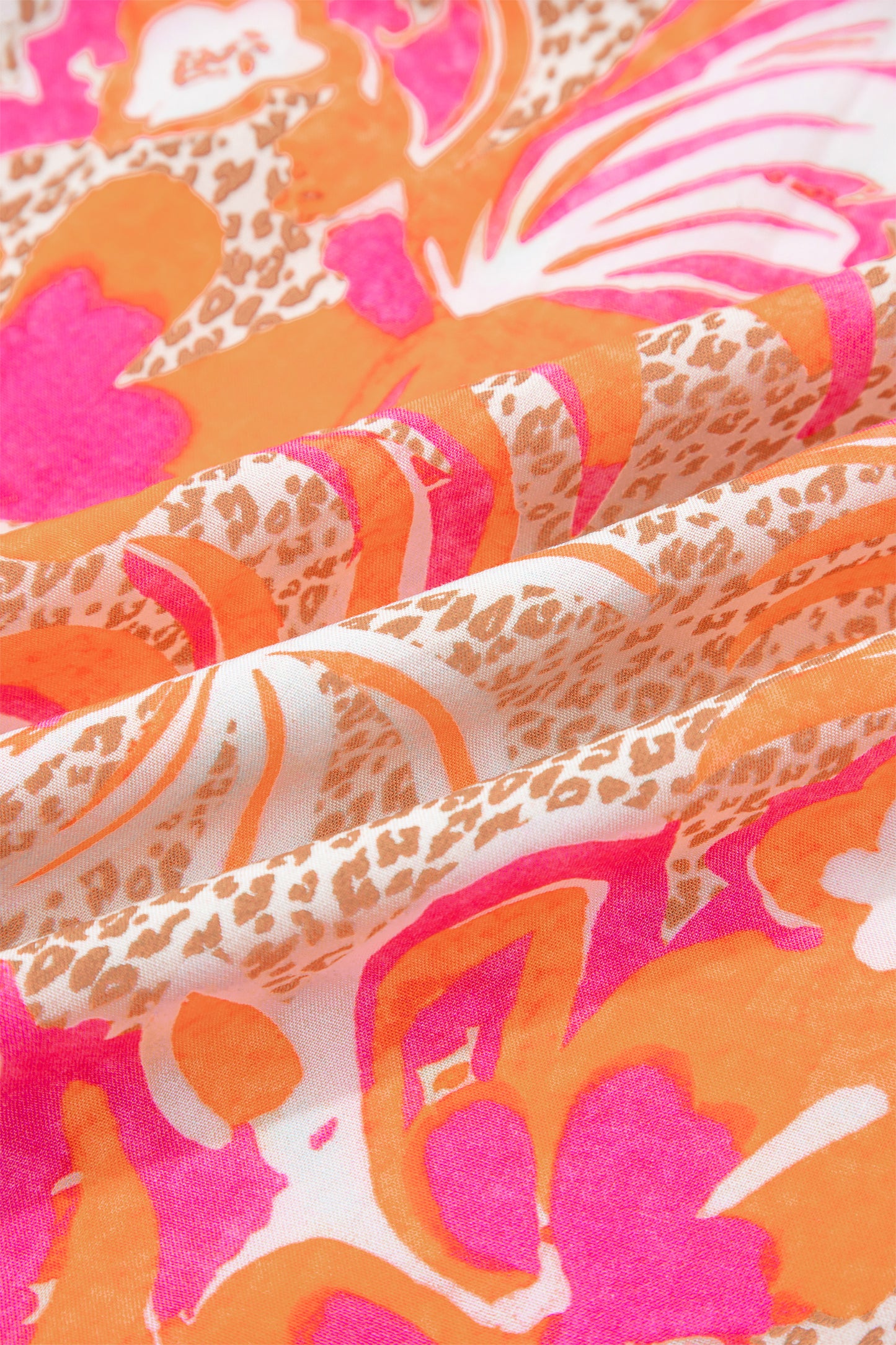 Rose Floral Print Color Block Ruffled Short Sleeve Flared Midi Dress