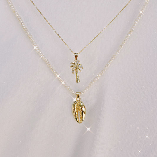 Shell Gold Vermeil Pearl Chain Necklace