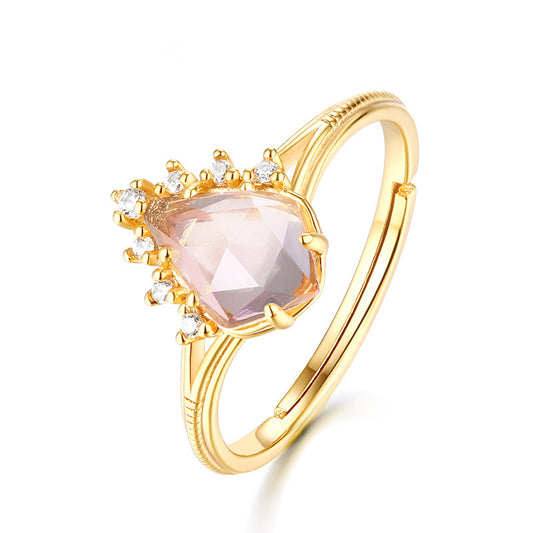 Apricot Rose Quartz Gold Vermeil Ring