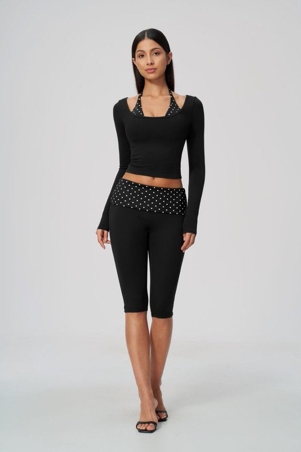 Long Sleeve Crop Top and Capri Leggings Set
