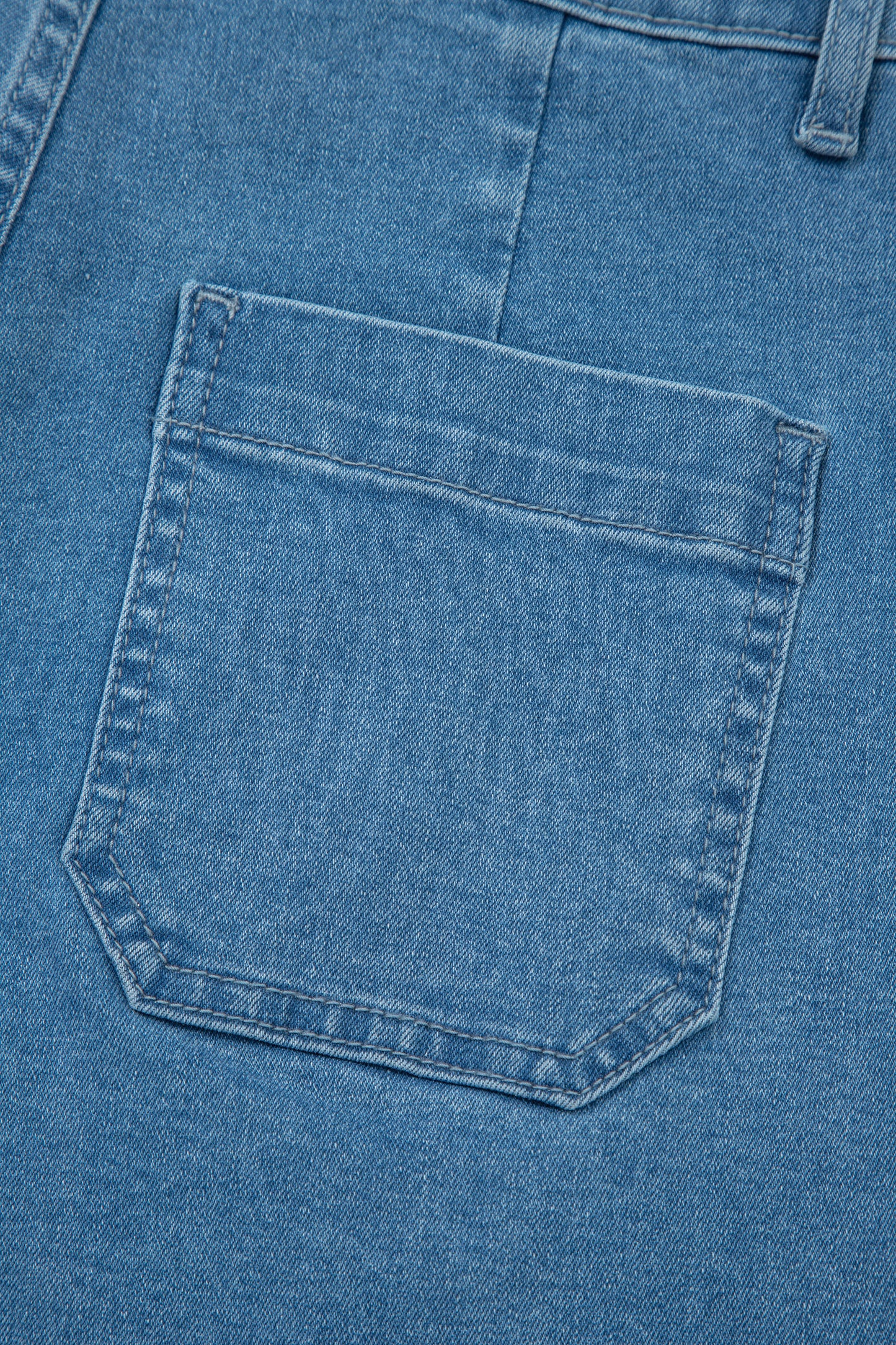 Dusk Blue Retro Washed Patch Pocket Loose Jeans