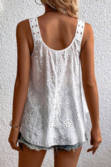 White Eyelet Embroidery Tank Top