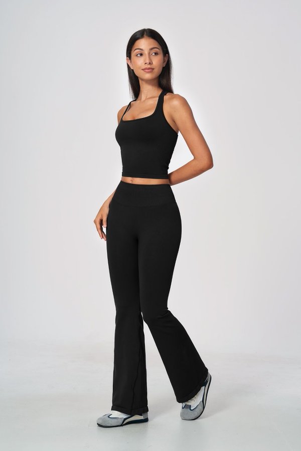 Sporty Racerback Tank & Flared Leggings Set