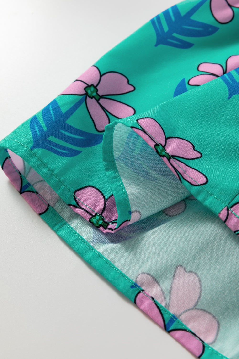 Green Floral Print Frilly Smocked Detail High Waist Mini Dress