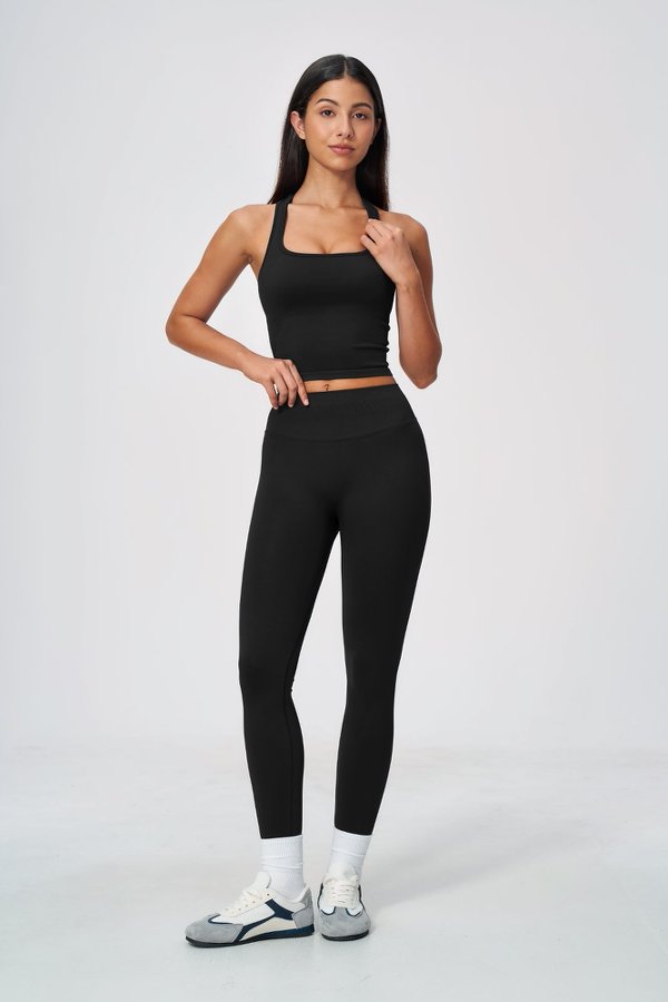 Halter Neck Cropped Tank & Seamless Leggings Set