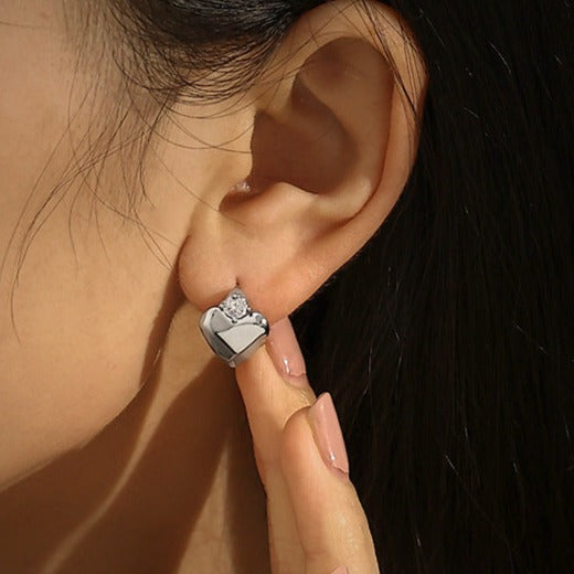 Zircon Silver Love Earrings