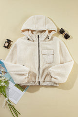 Jet Stream Zip-up Pocketed Hooded Sherpa Jacket