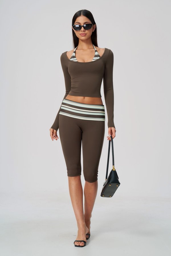 Long Sleeve Crop Top and Capri Leggings Set