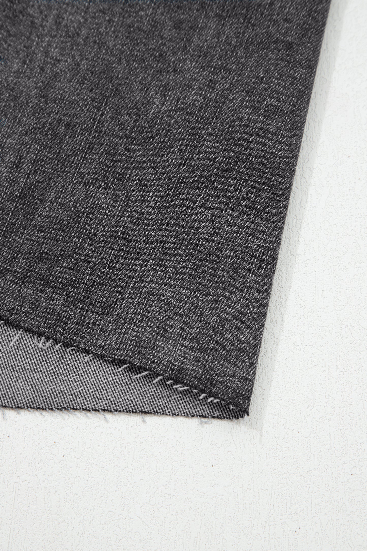 Dark Grey Irregular Distressed Bottom Denim Midi Skirt