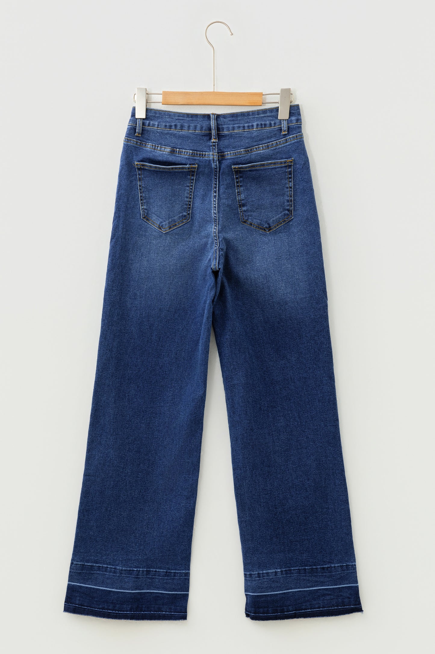 Real Teal Raw Hem Unique Cuffs Straight High Rise Loose Jeans