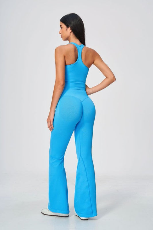 Sporty Racerback Tank & Flared Leggings Set