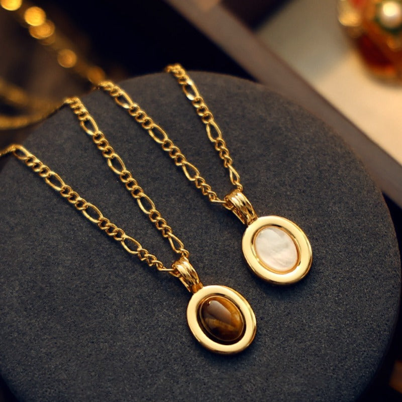 Oval Stone Pendant Necklaces