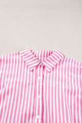 Pink Stripe Dolman Sleeve Oversize Shirt