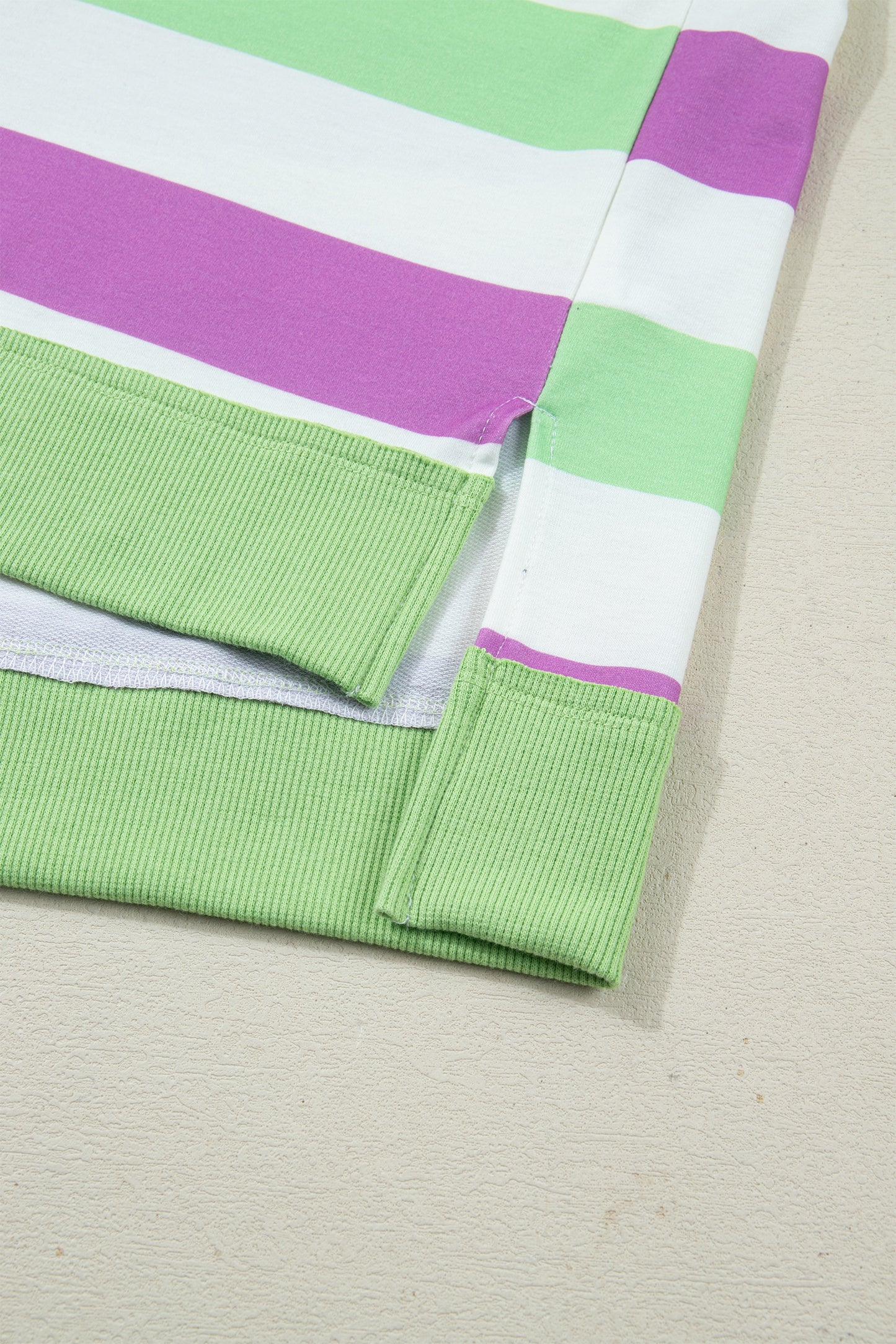 Green Stripe Lucky Clover Embroidered Graphic Dolman Loose Tee