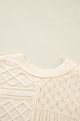 Beige Cable Knit Dolman Armholes Sweater Tank