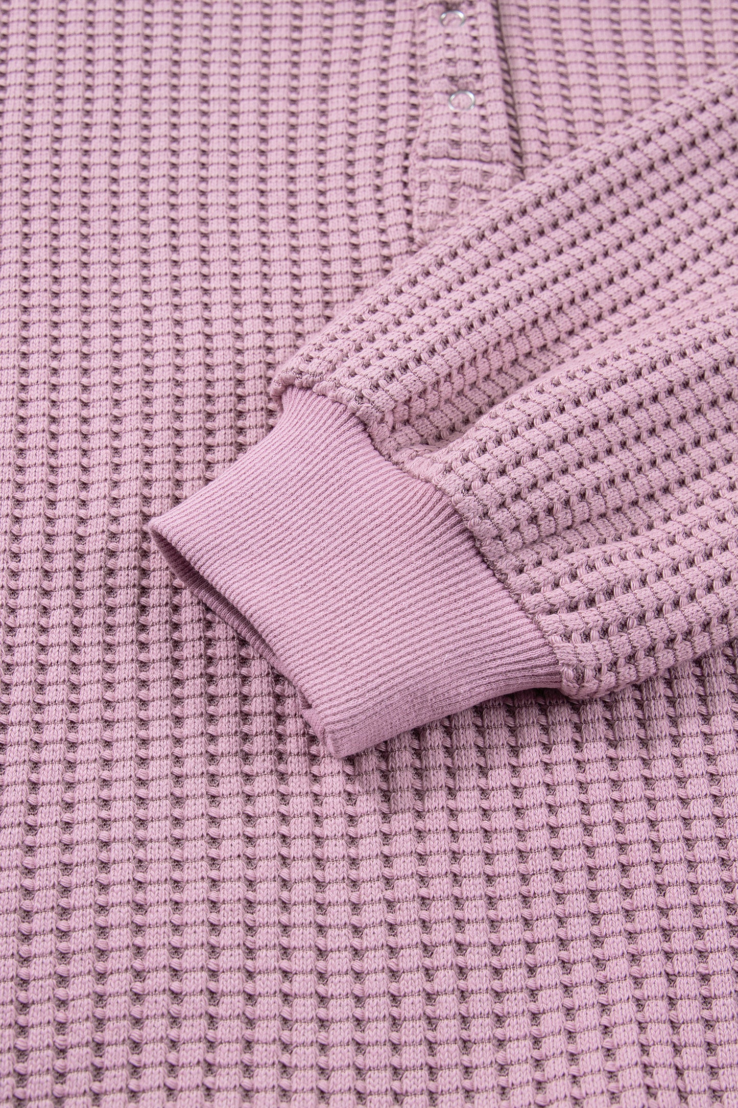 Light Pink Solid Color Textured Snap Button Collared Baggy Top