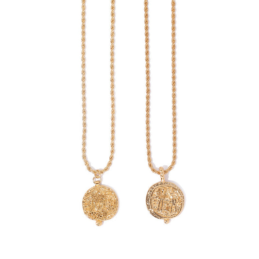 Embossed Coin Chain Necklace
