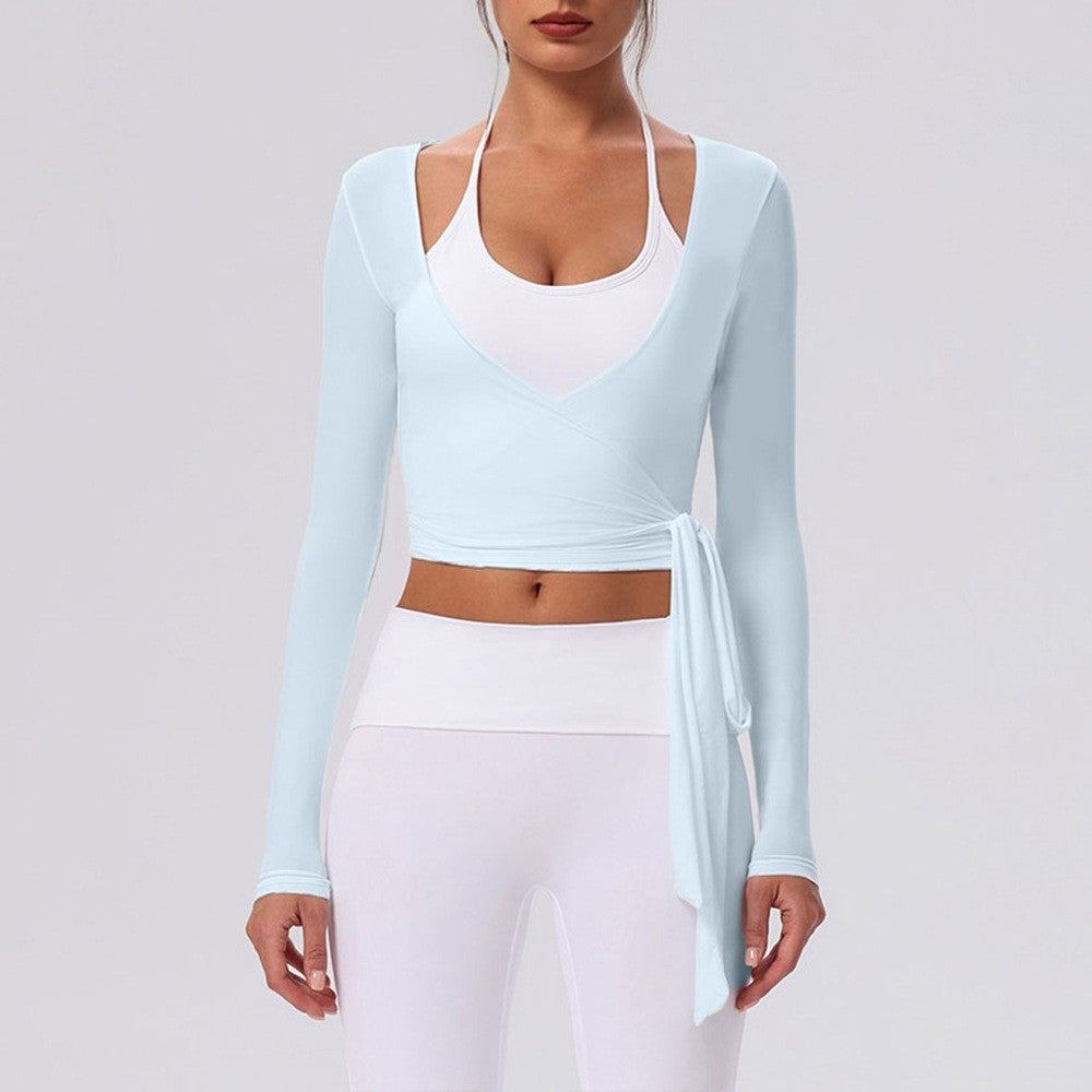 Long-Sleeve Tie V-Neck Ballet Wrap Top