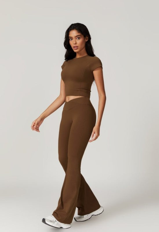Short Sleeve Top and Flare Pants Set