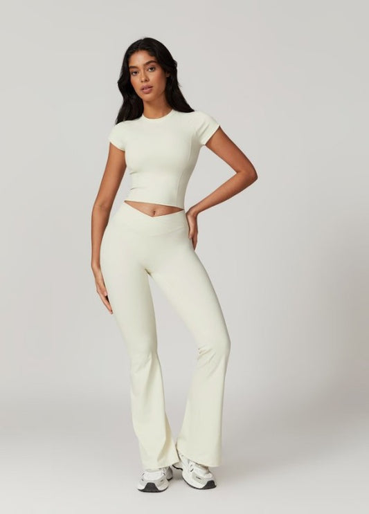 Short Sleeve Top and Flare Pants Set