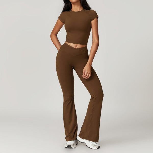 Short Sleeve Top and Flare Pants Set