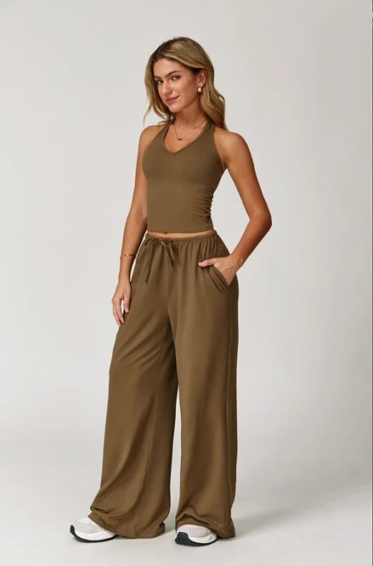 Drawstring Wide Leg Pants