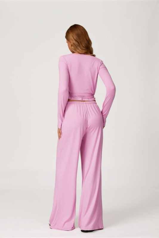 Ballet Wrap Top with Sporty Bra and Sweatpants 3pc Set