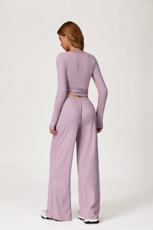 Ballet Wrap Top with Sporty Bra and Sweatpants 3pc Set