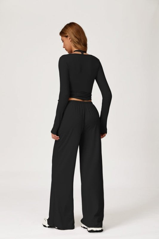 Ballet Wrap Top with Sporty Bra and Sweatpants 3pc Set