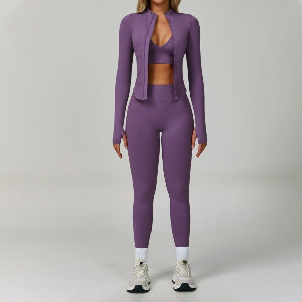 Sporty Bra,  Jacket and High Waist Pant 3pc Set