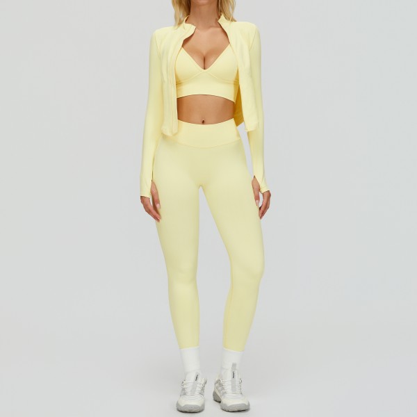 Sporty Bra,  Jacket and High Waist Pant 3pc Set