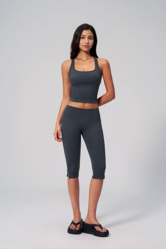 High-Rise Capri and Top with Build In Bra Set
