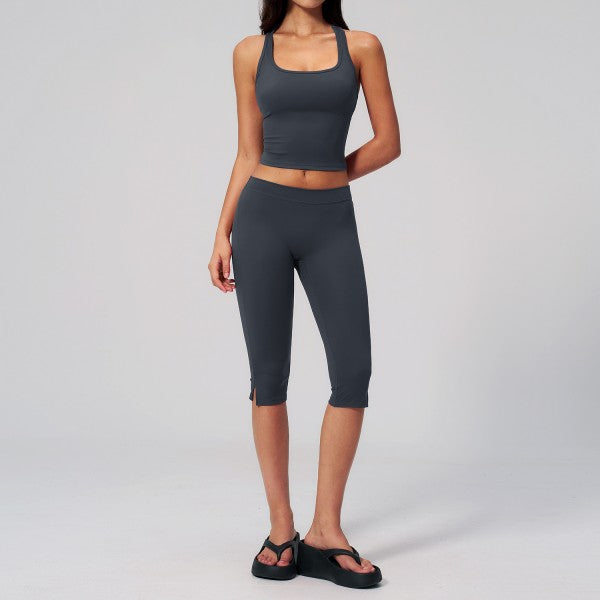 High-Rise Capri and Top with Build In Bra Set