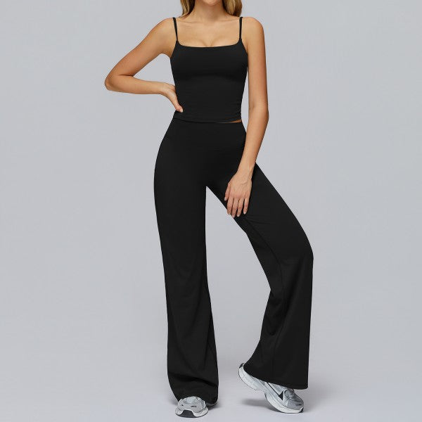 Cami Tank Top with Build in Bra and Wideleg Pant Set